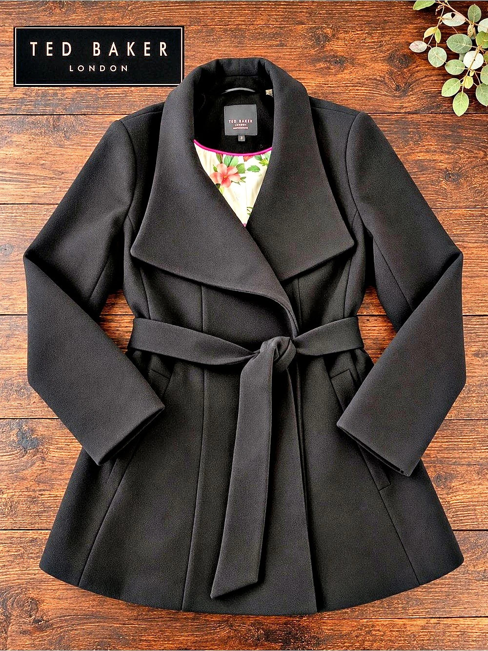 Ted Baker Women’s Wool Belted Wrap Coat (Size 2)